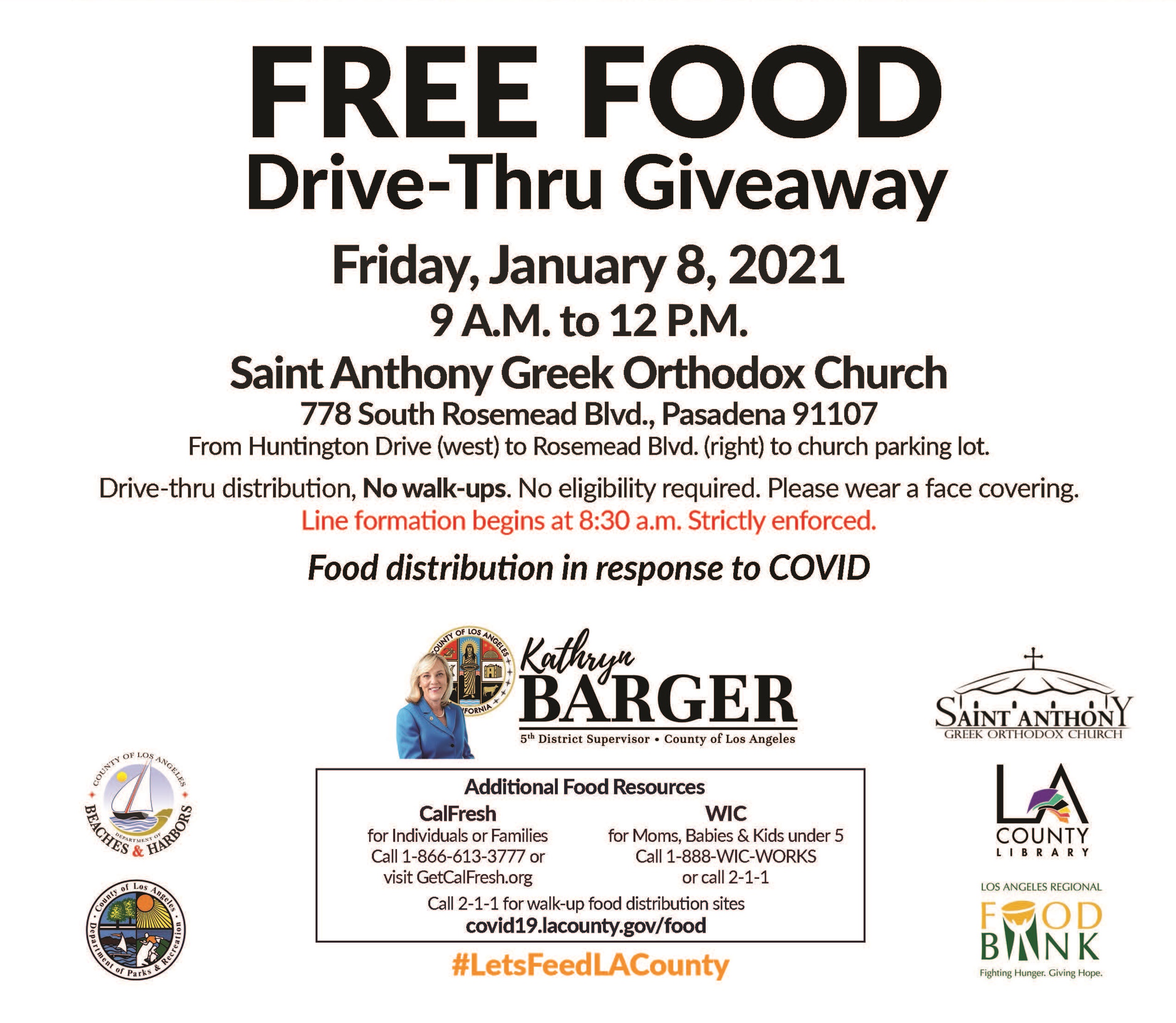 Free Food DriveThru Giveaway Saint Anthony Greek Orthodox Church COUNTY OF LOS ANGELES