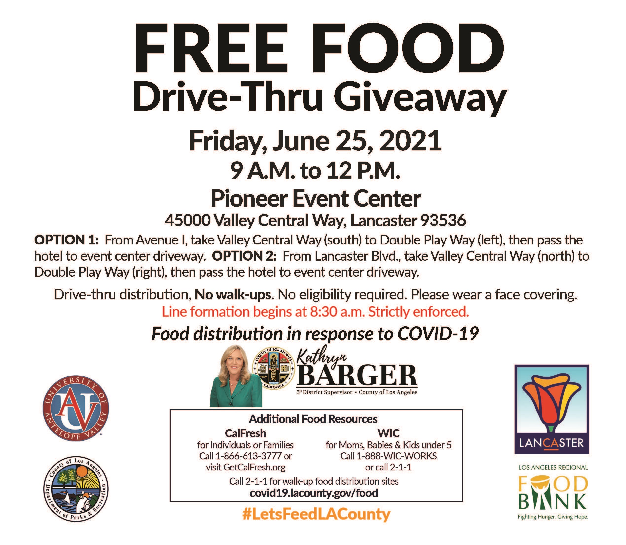 Free Food Drive-Thru Giveaway – Pioneer Event Center – COUNTY OF LOS ...